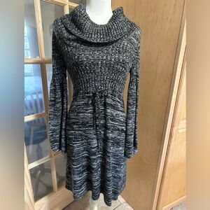 Calvin Klein Black and White Knit Sweater Dress